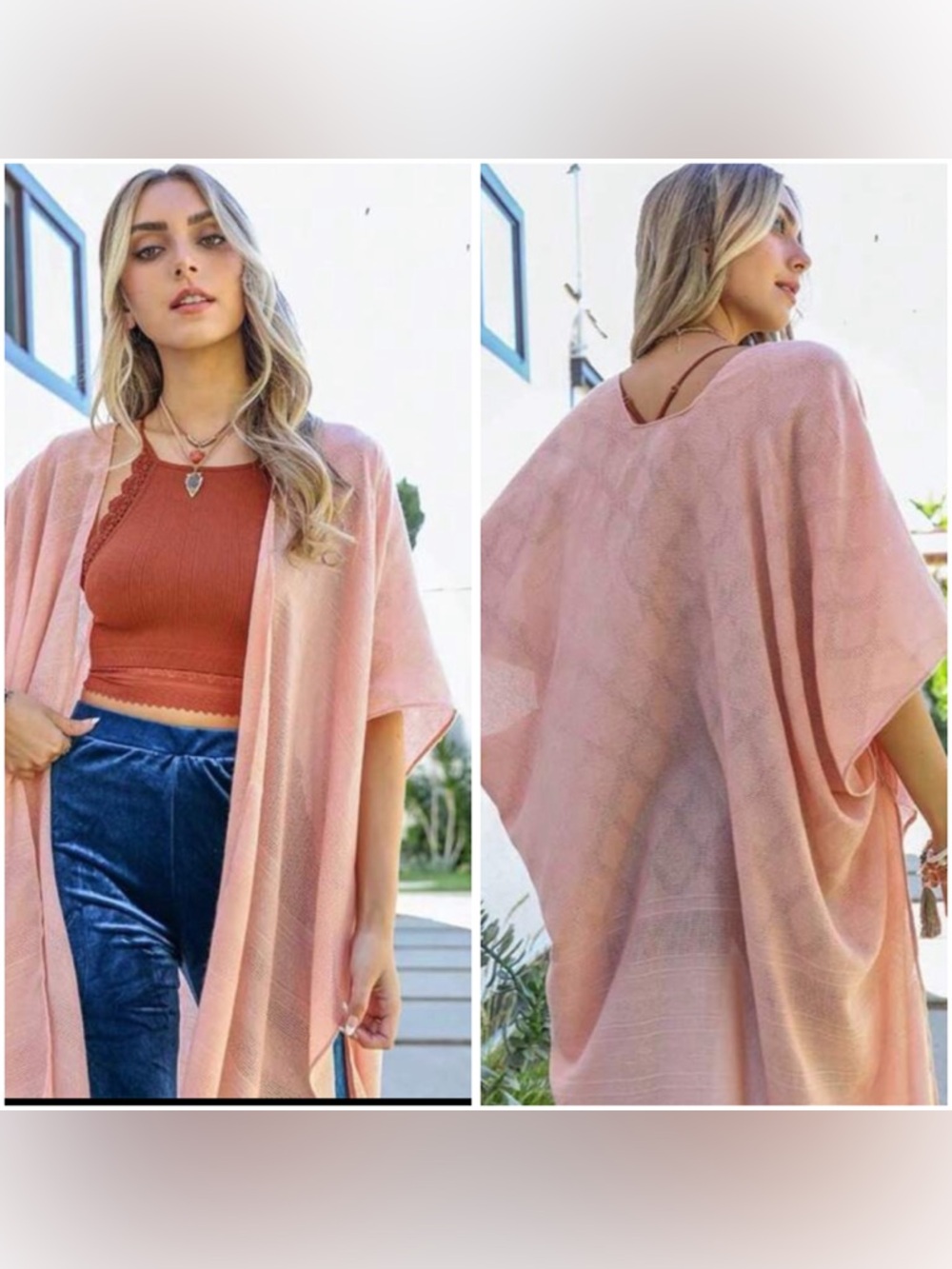 Pink boho kimono one size
